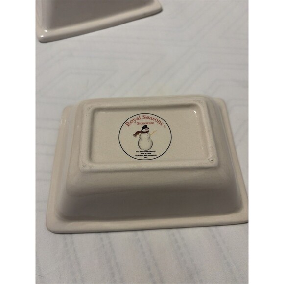 2 Royal Seasons Stoneware Holiday Christmas Decor Hors d'Oeuvres Serving Dishes - Picture 14 of 14